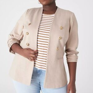 Lane Bryant Womens  Cream Double-Breasted Collarless Blazer sz 18P